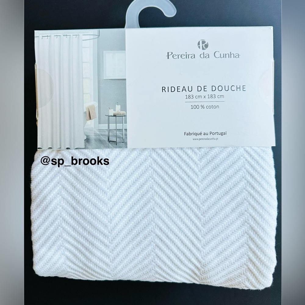 🎁Pereira da Cunha Shower Curtain - Herringbone Pattern - 100% Cotton - 72” x 72”
